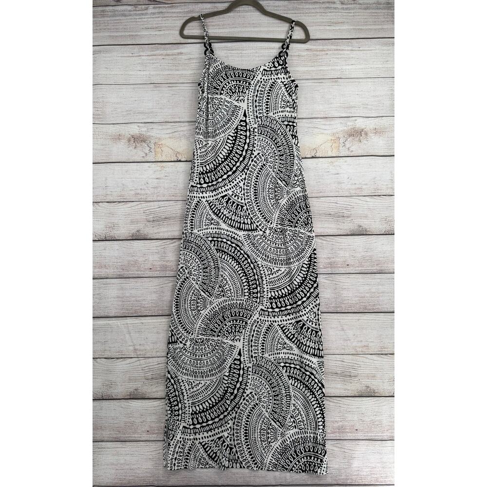 La Blanca Resortwear Geometric Print‎ Maxi Tank Dress Womens M Ivory Bodycon NEW